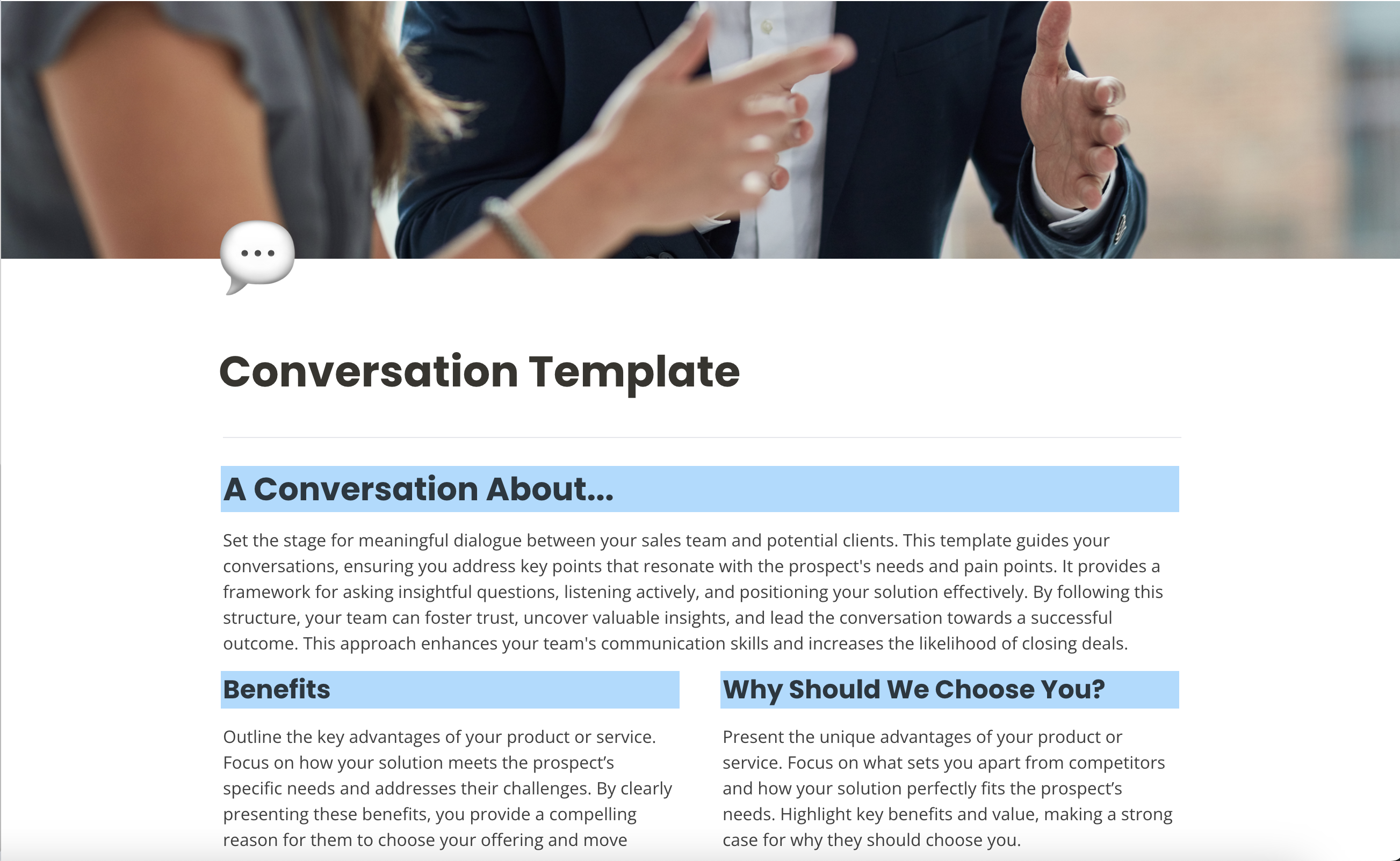 Sales Conversation Template